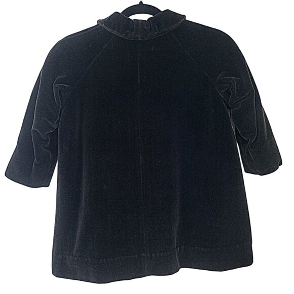 Child Girl's Vintage 1960/70s Black Velvet Coat Peter Pan Collar Quilt Lined 6/7 - Picture 2 of 11